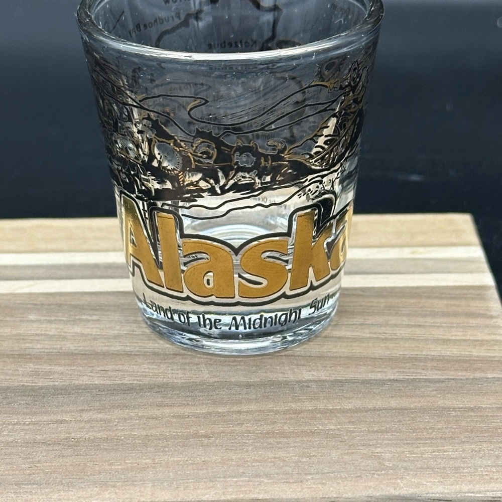 Alaska Souvenir Shot Glass with Gold Accents